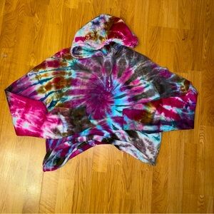Cropped tie dyed hoodie